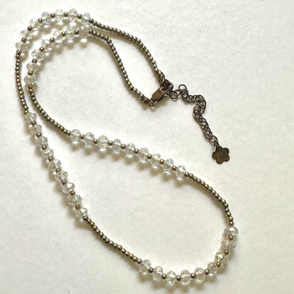 Silver tone clear crystal beaded necklace - Picture 5 of 9